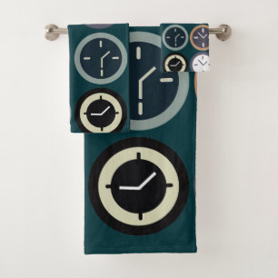 Bunte Zeit Uhr Muster Uhrmacher Horologe Badhandtuch Set