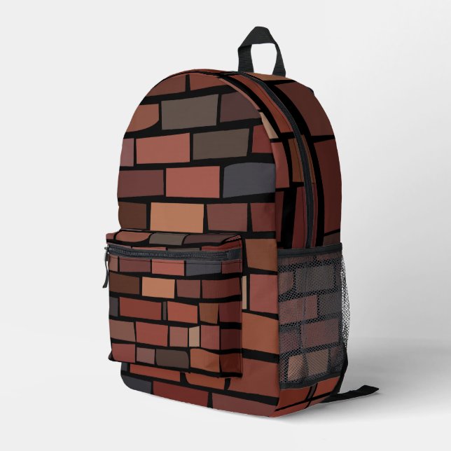 Bunte Ziegelwand Bedruckter Rucksack (Rückseitige Ecke Rechts)