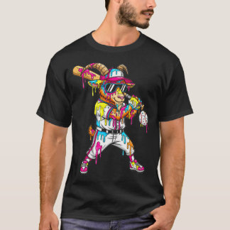Bunte Ziegen Baseball Eis Drip T-Shirt
