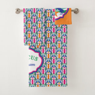 Bunte Zirkus-Show-Ponys personalisiert Badhandtuch Set