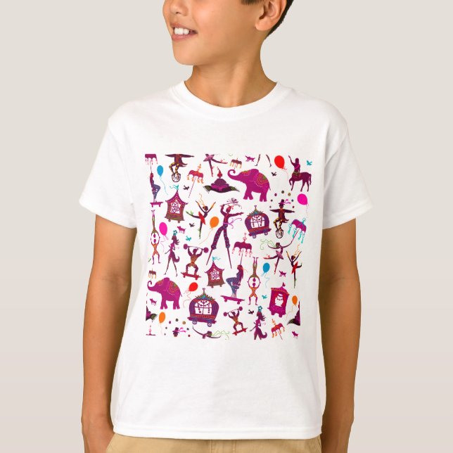 bunte Zirkuscharaktere auf Weiß T-Shirt (Vorderseite)