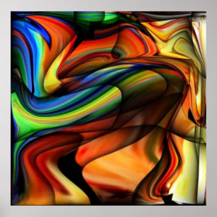 BUNTER ABSTRAKTER EINZIGARTIGER REGENBOGEN-STRUDEL POSTER
