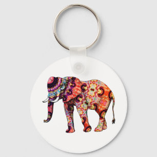 Bunter abstrakter Elefant Schlüsselanhänger