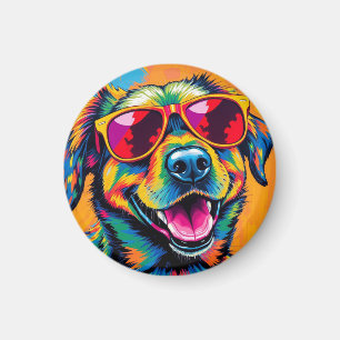 Bunter abstrakter Hund mit Sonnenbrille Magnet