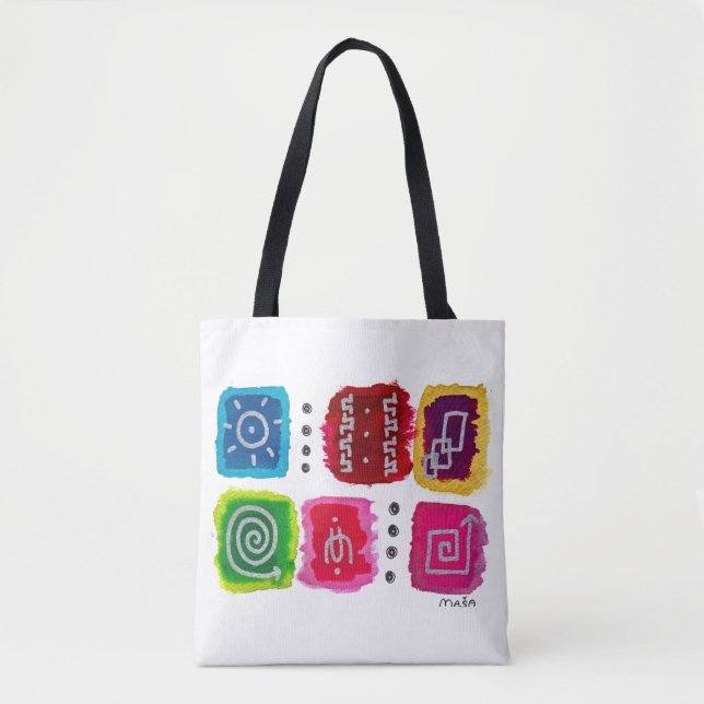 Bunter abstrakter moderner Stammes- aztekischer Tasche (Vorderseite)