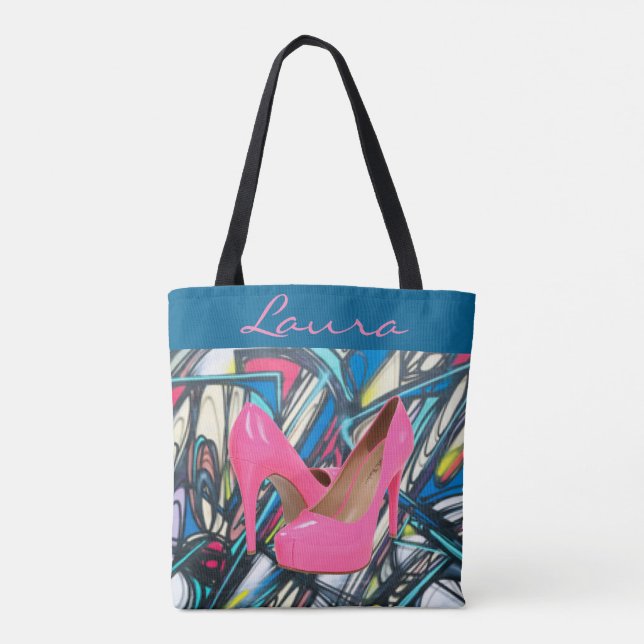 Bunter abstrakter rosa hoher Heels-Muster-Entwurf Tasche (Rückseite)