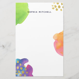Bunter abstrakter Watercolor mit Gold Briefpapier