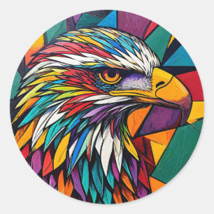 Bunter Adler Patriotisches Wildtier Adler Geschenk Runder Aufkleber