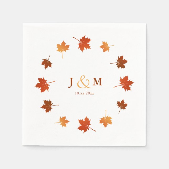 bunter Ahorn Blätter rustikale Hochzeit im Herbst Serviette (Vorderseite)