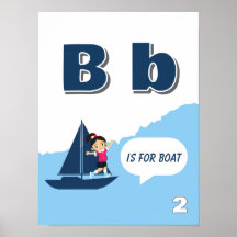 Bunter Alphabet-Lernposter Buchstabe B
