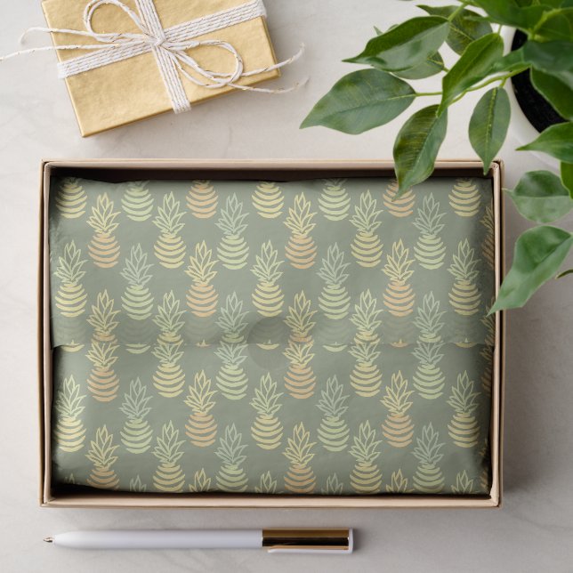 Bunter Ananasfrucht grüner Sommerpattern Seidenpapier (Geschenk)