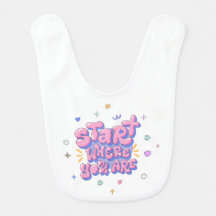 Bunter Baby-Bib mit Buchstaben-Zitat in Blasenform