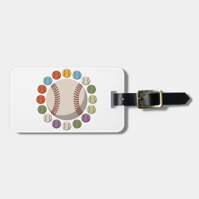 Bunter Baseballzirkel Gepäckanhänger (Vorderseite horizontal)