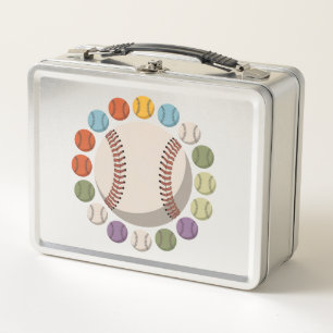 Bunter Baseballzirkel Metall Brotdose