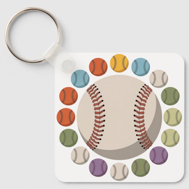 Bunter Baseballzirkel Schlüsselanhänger (Vorderseite)
