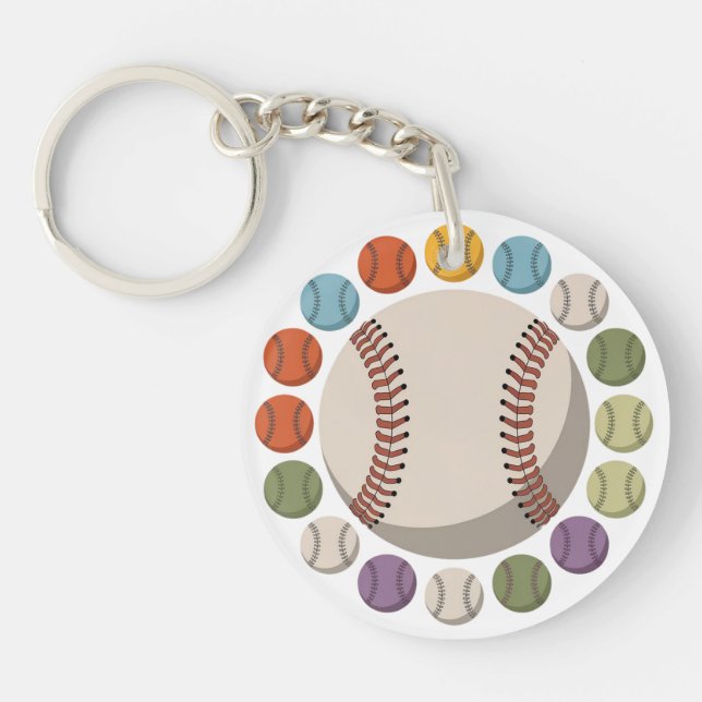 Bunter Baseballzirkel Schlüsselanhänger (Vorderseite)