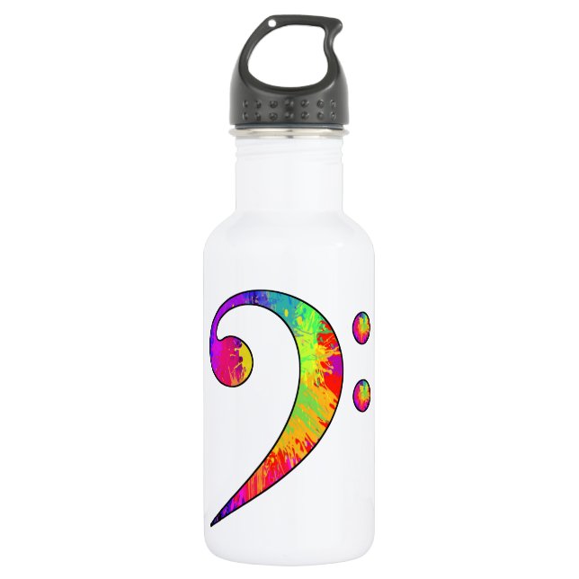 Bunter Bassschlüssel Edelstahlflasche (Vorderseite)
