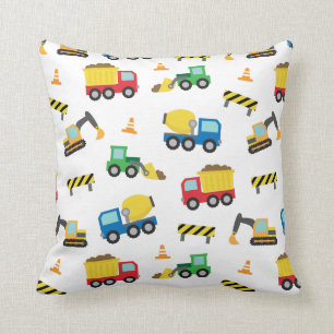Bunter Bau-Fahrzeug-Muster-Jungen-Raum Kissen