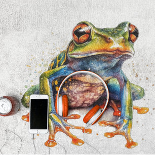 bunter Baumfrosch in Aquarell Badehandtuch