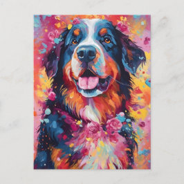 Bunter Berner Hund Postkarte
