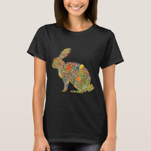 Bunter Blumen-Osterhase Frühlingsblumen-Hase T-Shirt