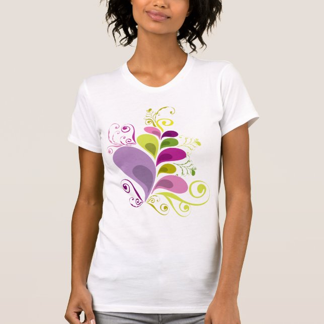 Bunter BlumenDeko-Blätter-Natur-Kunst-DekoChic T-Shirt (Vorderseite)