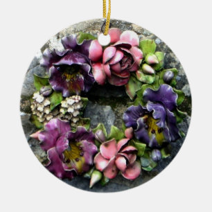 Bunter BlumenFriedhof Wreath Keramikornament