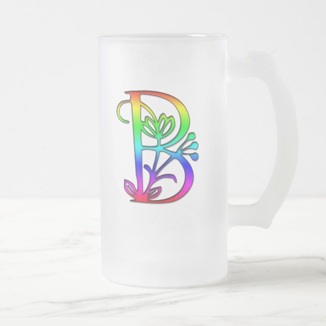BUNTER BLUMENmonogramm-BUCHSTABE B Mattglas Bierglas (Rechts)