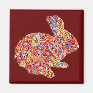 Bunter BlumenSilhouette-Osterhasen-Magnet Magnet