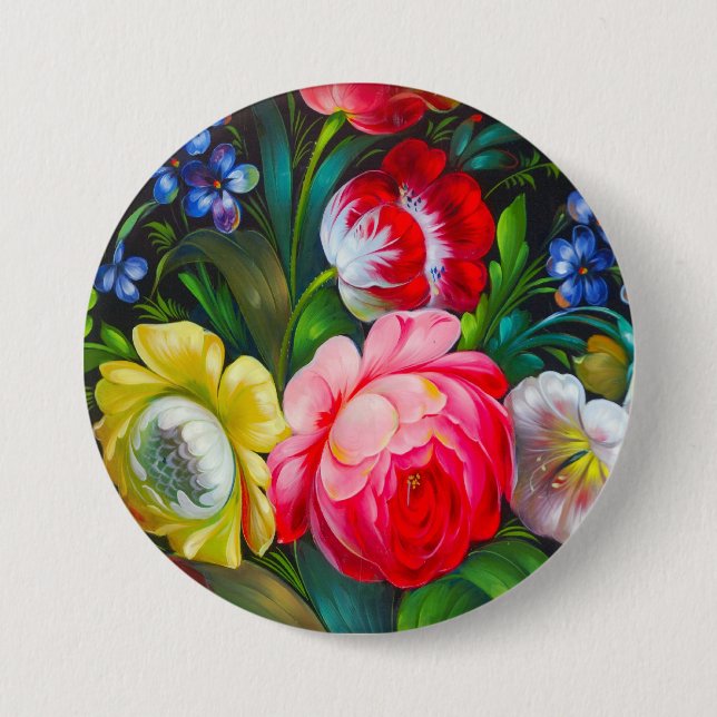 bunter Blumenstrauß Button (Vorderseite)