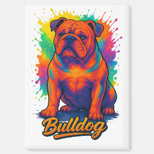 Bunter Bulldog Pop Art – Lebendiger Neon-Hund Magnet
