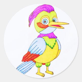 Bunter Cartoon-Vogel Runder Aufkleber