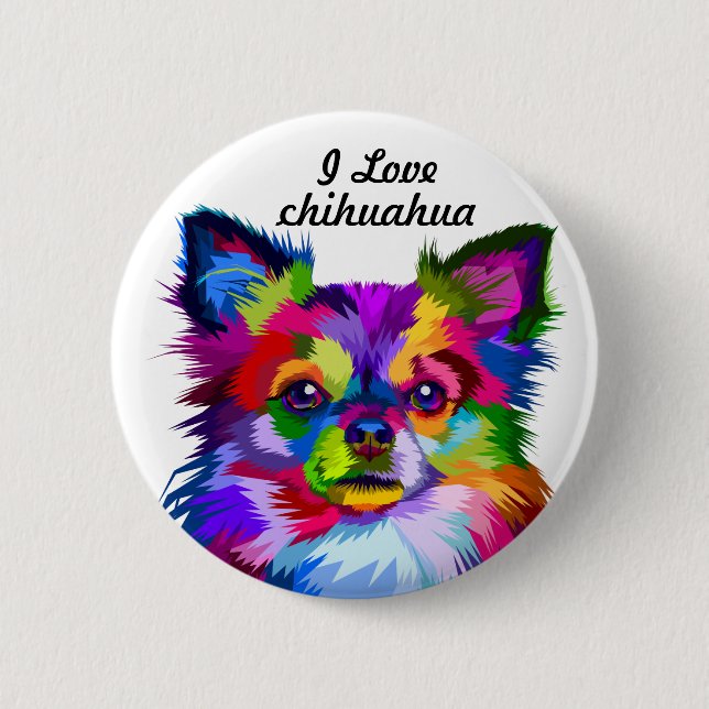 Bunter Chihuahuahund - Knopf Button (Vorderseite)