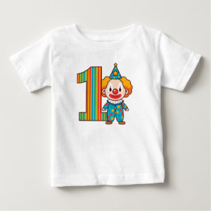Bunter Clown mit Regenbogen-Zahl Baby T-shirt