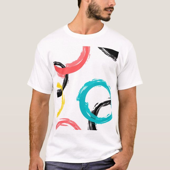 Bunter, cooler, moderner, trendy Bürstenanschlag T-Shirt (Vorderseite)