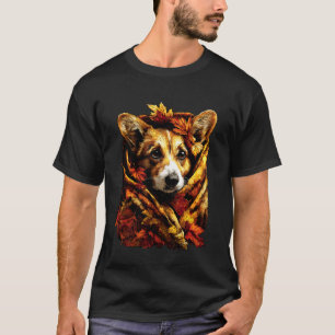 Bunter Corgi-Hund Herbstlaub Wald Stimmung Herbst T-Shirt
