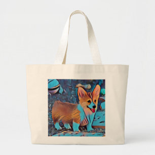 Bunter Corgi-Welpe Jumbo Stoffbeutel