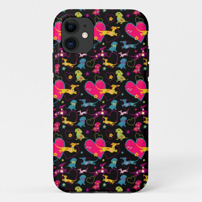 Bunter Dackel-Herz-Druck Case-Mate iPhone Hülle (Rückseite)
