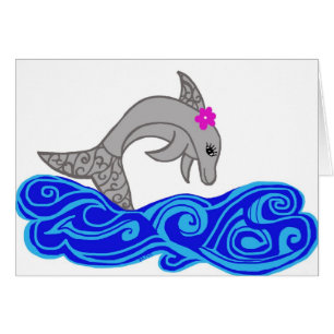 Bunter Delphin, der leere Karten springt