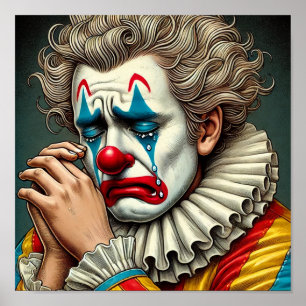 Bunter deprimierter alberner Clown in Agonie Poster
