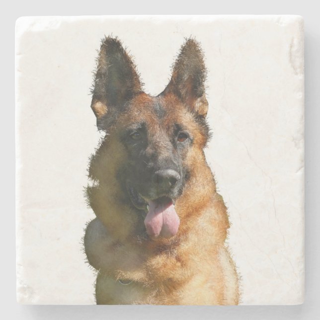 Bunter deutscher Shepherd-Marmor-Untersetzer Steinuntersetzer (Vorderseite)