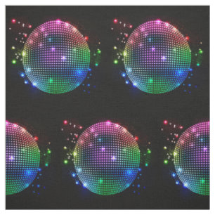 Bunter Disco-Ball-Druck auf schwarzem Gewebe Stoff