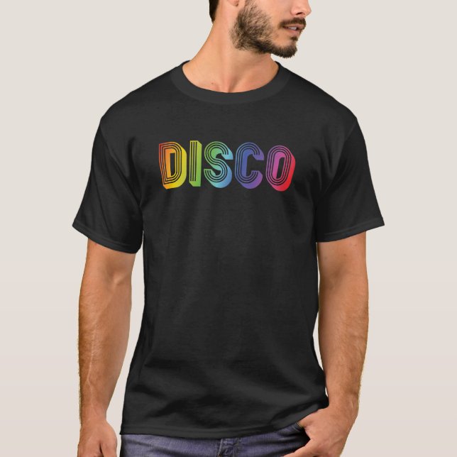 Bunter DISCO-Text T-Shirt (Vorderseite)