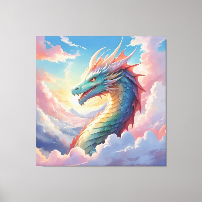 Bunter Drache am Himmel Leinwanddruck (Vorderseite)