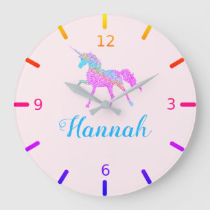 Bunter Einhorn Große Wanduhr