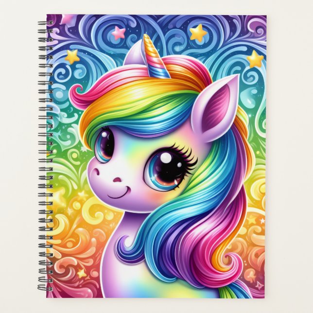 Bunter Einhorn süßer lustiger Planer (Vorderseite)