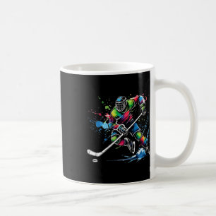 Bunter Eishockey-Fan-Spieler Tie Dye Farbspritzer Kaffeetasse