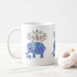 Bunter Elefant Blau Tasse
