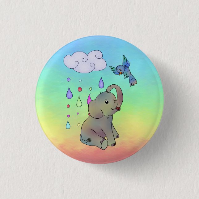 Bunter Elefant Button (Vorderseite)