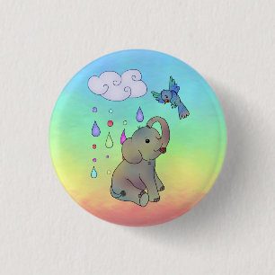 Bunter Elefant Button